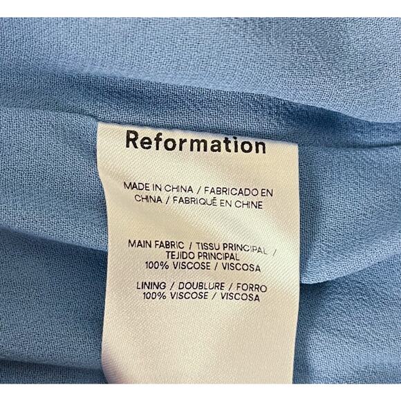 Reformation Alaina Blue Floral Mini Dress Suzette Flutter Sleeves Ruffle Size 10 - Picture 6 of 6